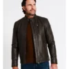 Hindley Stand Collar Leather Jacket In Brown -Gant Shop 956987830 1 720x928