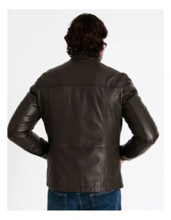 Hindley Stand Collar Leather Jacket In Brown -Gant Shop 956987830 6 720x928