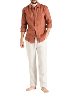 Long Sleeve Linen Shirt In Burnt Orange -Gant Shop 958335040 4 720x928
