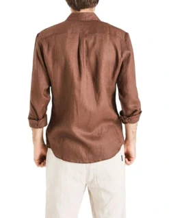 Long Sleeve Linen Shirt In Chocolate -Gant Shop 958335130 2 720x928
