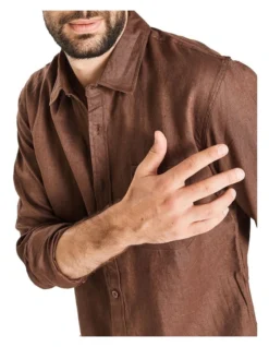 Long Sleeve Linen Shirt In Chocolate -Gant Shop 958335130 4 720x928
