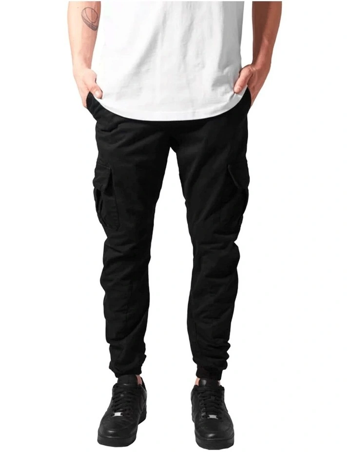 URBAN CLASSICS Cuffed Cargo Jogging Pants In Black 3 URBAN CLASSICS Cuffed Cargo Jogging Pants In Black