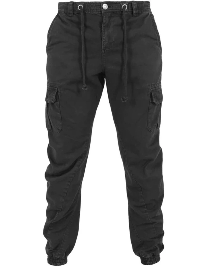 URBAN CLASSICS Cuffed Cargo Jogging Pants In Black 6 URBAN CLASSICS Cuffed Cargo Jogging Pants In Black - Image 4