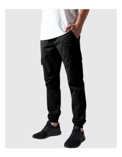URBAN CLASSICS Washed Cargo Twill Jogging Pants In Black
