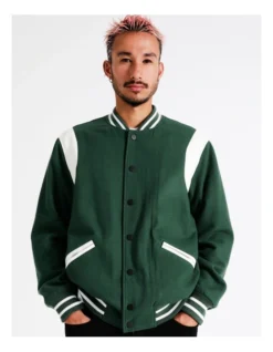 The Varsity Wool Blend Jacket In Green -Gant Shop 960255910 4 1 720x928
