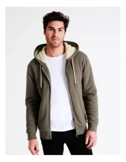 Seth Sherpa Hoodie In Green