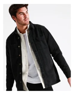 Bondi Long Sleeve Denim Utility Overshirt In Black -Gant Shop 960774400 4 720x928