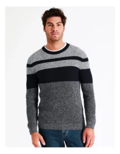 Byron Block Stripe Crew Knit In Navy -Gant Shop 960776290 5 720x928