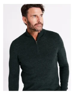 Australian Merino Quarter Zip Knit In Green -Gant Shop 965295010 3 720x928