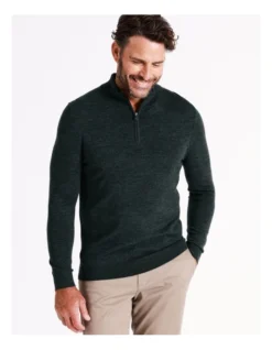 Australian Merino Quarter Zip Knit In Green -Gant Shop 965295010 5 720x928
