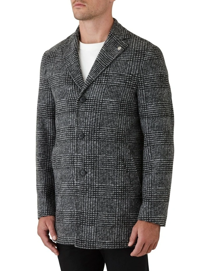 Gibson Mercury Slim Fit Overcoat In Black/White 5 Gibson Mercury Slim Fit Overcoat In Black/White - Image 3
