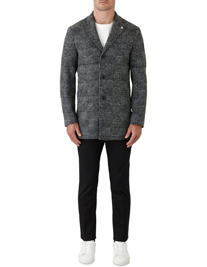 Gibson Mercury Slim Fit Overcoat In Black/White 7 Gibson Mercury Slim Fit Overcoat In Black/White - Image 5