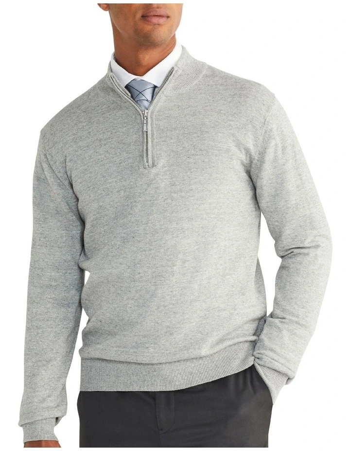 Van Heusen 1/3 Zip Sweater In Grey 3 Van Heusen 1/3 Zip Sweater In Grey