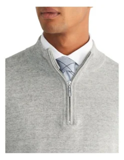 Van Heusen 1/3 Zip Sweater In Grey 7 Van Heusen 1/3 Zip Sweater In Grey -Gant Shop 966722590 3 720x928