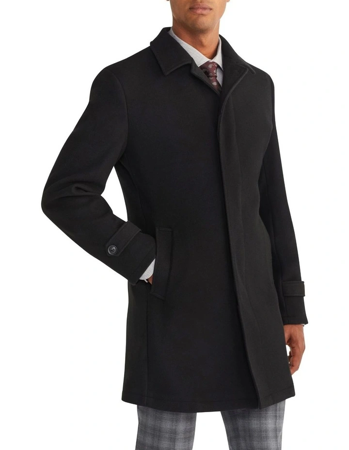 Van Heusen Tailored Melton 4 Button Coat In Black 3 Van Heusen Tailored Melton 4 Button Coat In Black