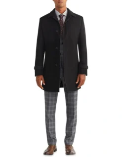 Van Heusen Tailored Melton 4 Button Coat In Black 9 Van Heusen Tailored Melton 4 Button Coat In Black -Gant Shop 966723940 3 720x928