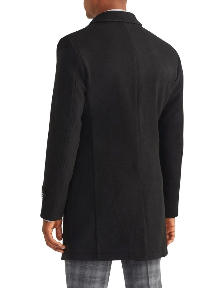 Van Heusen Tailored Melton 4 Button Coat In Black 6 Van Heusen Tailored Melton 4 Button Coat In Black - Image 4