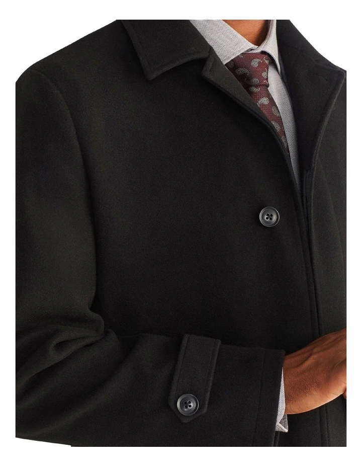 Van Heusen Tailored Melton 4 Button Coat In Black 7 Van Heusen Tailored Melton 4 Button Coat In Black - Image 5