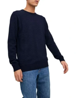 Jack & Jones Atlas Knit Pullover In Mood Indigo