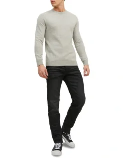 Jack & Jones Atlas Knit Pullover In Light Grey Melange -Gant Shop 966808180 5 720x928