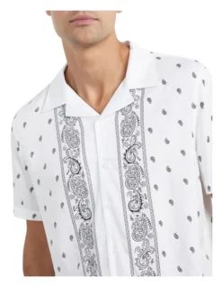 French Connection Scarf Print Camp Collar Classic Fit Shirt -Gant Shop 968054590 4 720x928