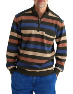 Access French Rib Half Zip In Sea Kelp Marle