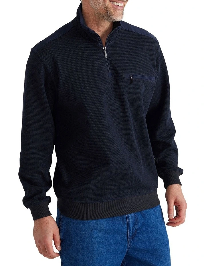 Ryan Half Zip In Navy 4 Ryan Half Zip In Navy - Image 2