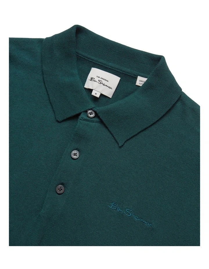 Ben Sherman Signature Long Sleeve Knitted Polo In Green 6 Ben Sherman Signature Long Sleeve Knitted Polo In Green - Image 4