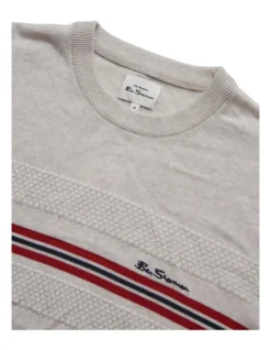 Ben Sherman Chest Stripe Crew Knit In Ivory -Gant Shop 970815160 5 720x928