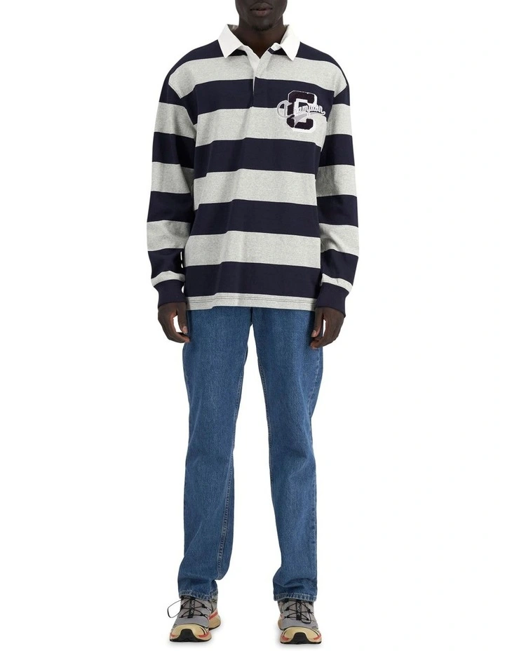 Champion Heritage Collegiate Long Sleeve Rugby Shirt In Navy 6 Champion Heritage Collegiate Long Sleeve Rugby Shirt In Navy - Image 4