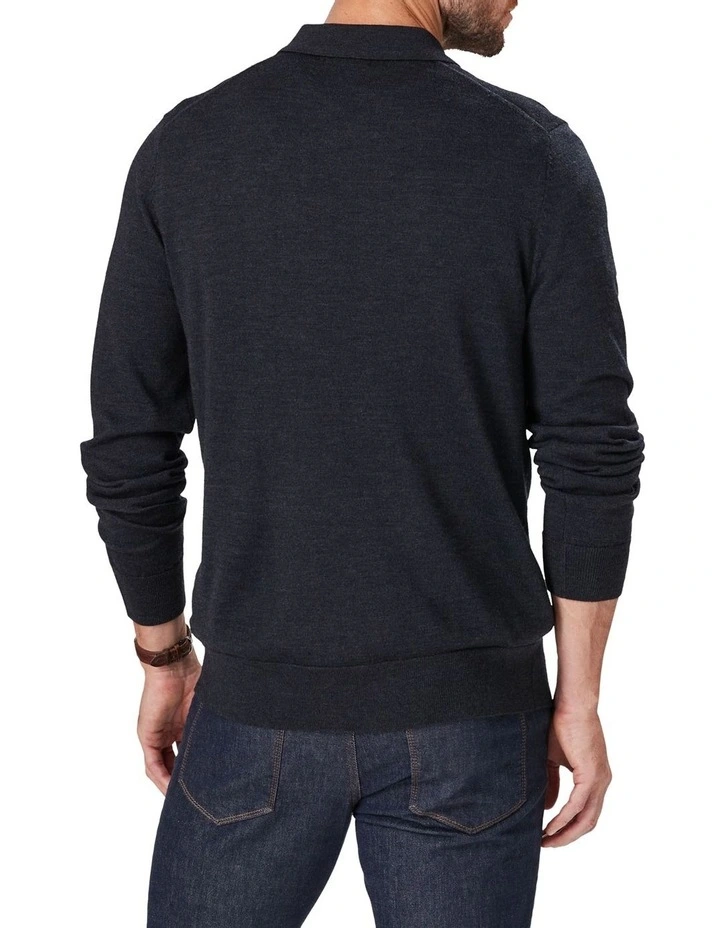 Merino Knit Polo In Grey 4 Merino Knit Polo In Grey - Image 2