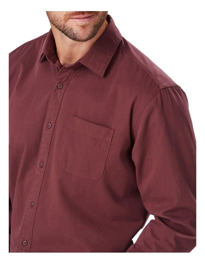 Authentic Twill Long Sleeve Shirt In Wine 6 Authentic Twill Long Sleeve Shirt In Wine - Image 4
