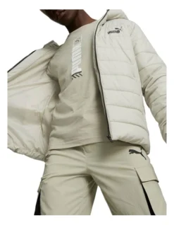 Puma Essentials Hooded Padded Jacket In Grey