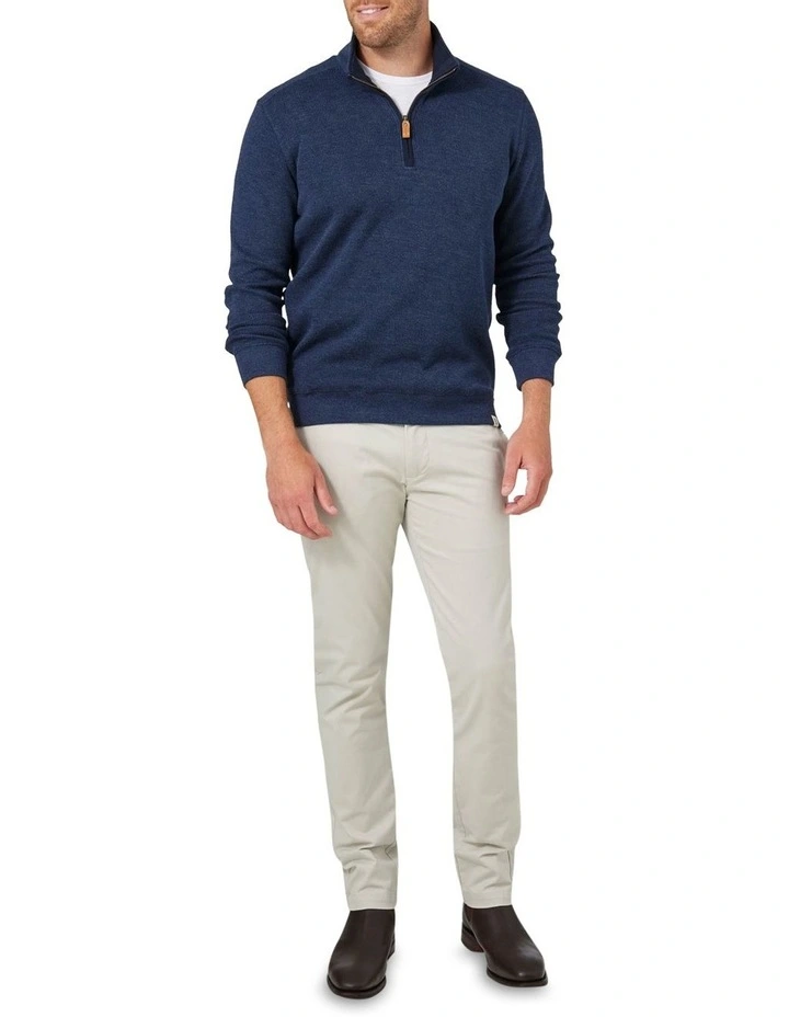 Heather 1/2 Zip Sweat In Navy 4 Heather 1/2 Zip Sweat In Navy - Image 2