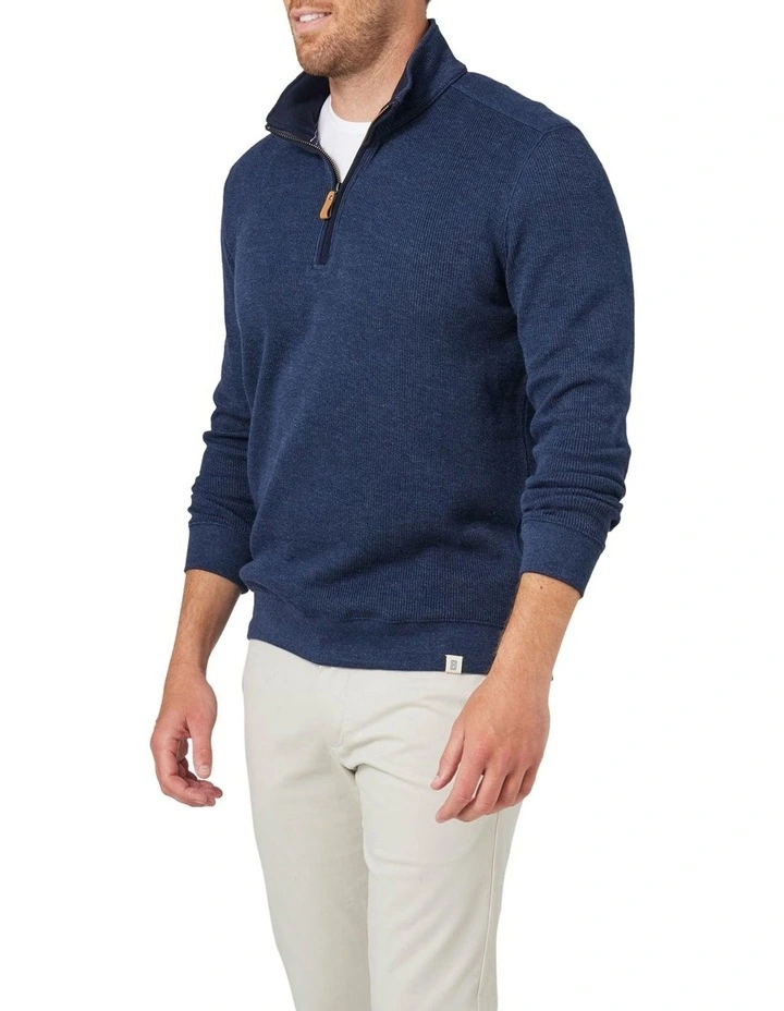 Heather 1/2 Zip Sweat In Navy 5 Heather 1/2 Zip Sweat In Navy - Image 3