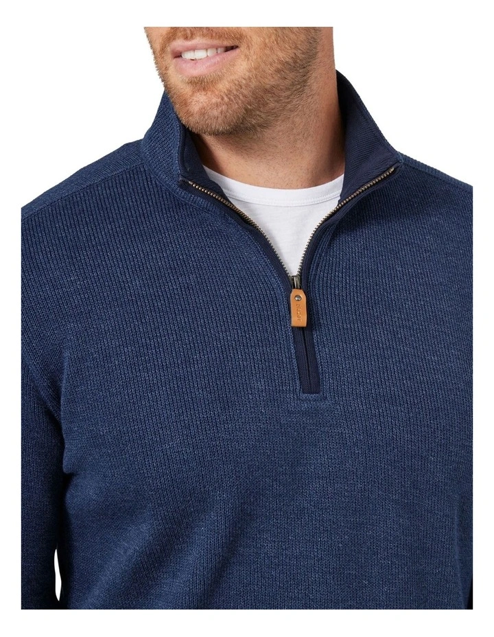 Heather 1/2 Zip Sweat In Navy 6 Heather 1/2 Zip Sweat In Navy - Image 4