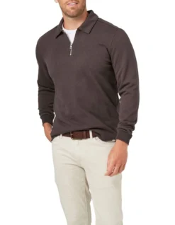 Elias 1/2 Zip Sweat In Coffee