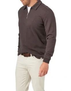 Elias 1/2 Zip Sweat In Coffee -Gant Shop 982703710 3 720x928