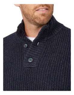 Oscar Button Neck Knit In Navy 10 Oscar Button Neck Knit In Navy -Gant Shop 982705150 4 720x928