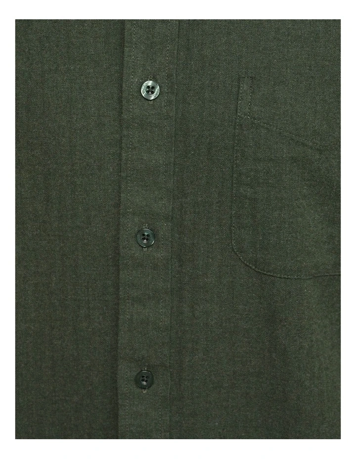 Oxford Portland Cotton Flannel Shirt In Green 8 Oxford Portland Cotton Flannel Shirt In Green - Image 6