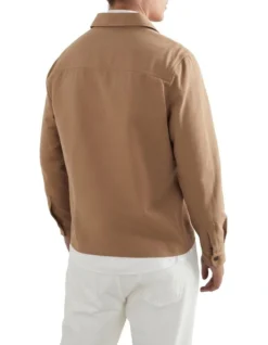 French Connection Twill Utility Jacket In Brown -Gant Shop 990495460 3 720x928