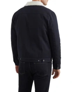 French Connection Twill Sherpa Jacket In Navy -Gant Shop 991619560 991608220 4 720x928