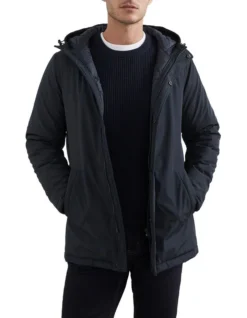 French Connection Water Resistant Parka In Blue