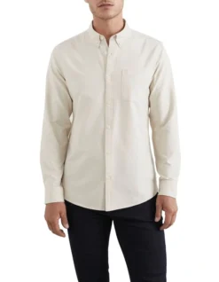 French Connection Oxford Slim Fit Shirt In Cream