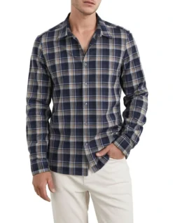 French Connection Check Classic Fit Shirt In Blue