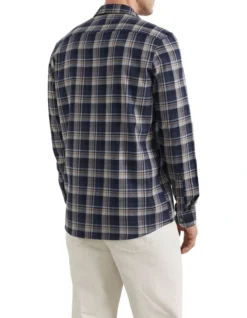 French Connection Check Classic Fit Shirt In Blue -Gant Shop 991629010 3 720x928