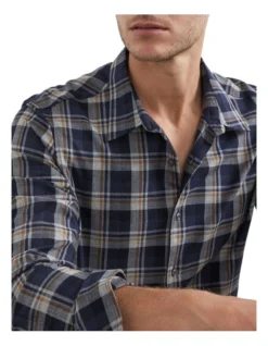 French Connection Check Classic Fit Shirt In Blue -Gant Shop 991629010 4 720x928