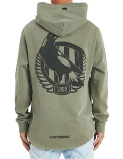 Collingwood Curved Hem Hooded Sweatshirt In Khaki
