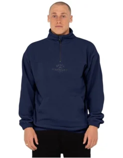 Rusty Middle Section Crew Polar Fleece In Blue